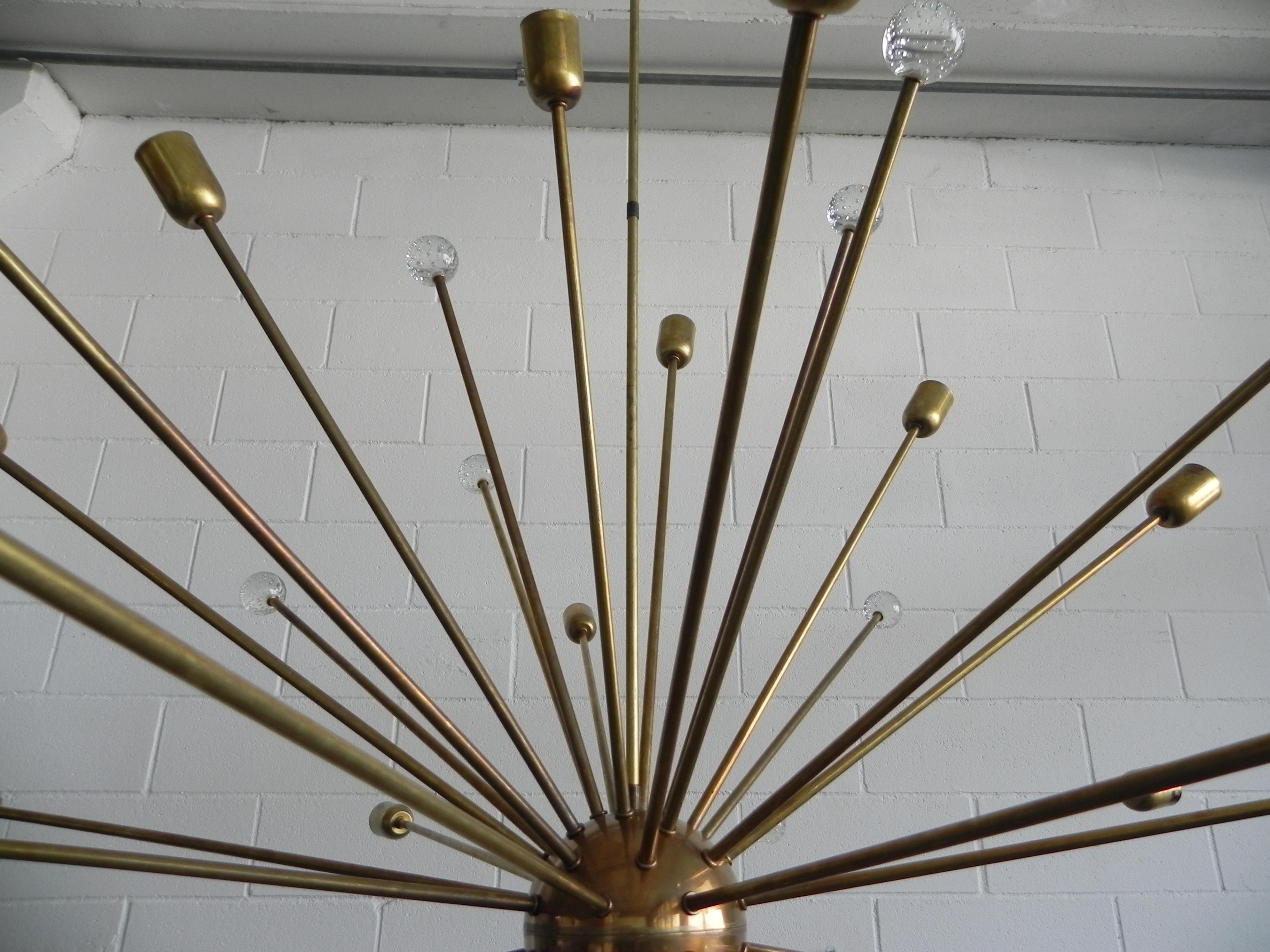 Italian Design Sputnik Stilnovo Chandelier, Brass and Spheres in Murano 1