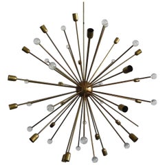 Italian Design Sputnik Stilnovo Chandelier, Brass and Spheres in Murano