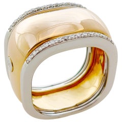 Anello quadrato di design italiano in oro rosa e bianco 18 carati con diamanti