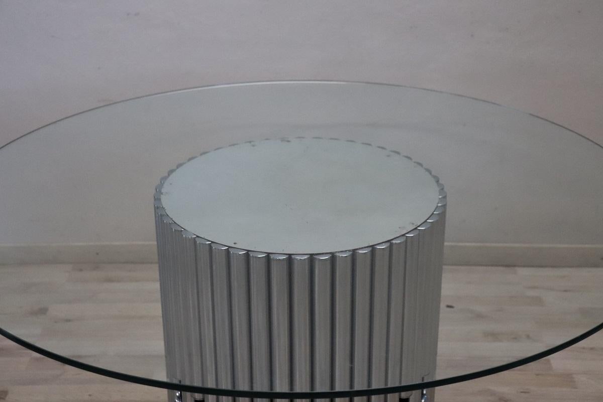 Italian Design Steel and Glass Top Round Dining Table, 1970s For Sale 10