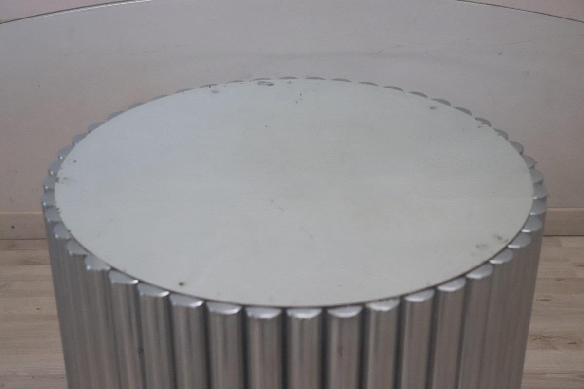 Italian Design Steel and Glass Top Round Dining Table, 1970s For Sale 3