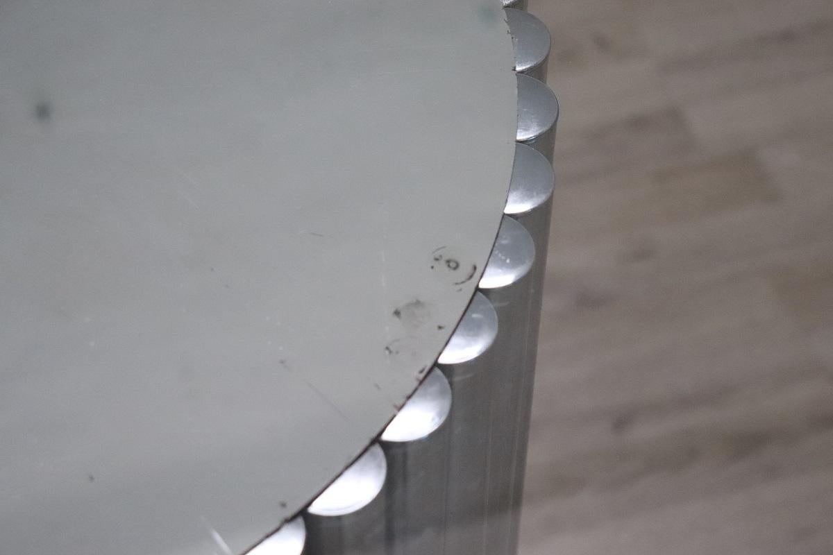 Italian Design Steel and Glass Top Round Dining Table, 1970s For Sale 5