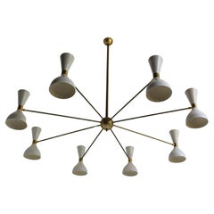 Lustre de style Stil-Lighto, design italien, 16 amights, grand modèle impressionnant en laiton 1950