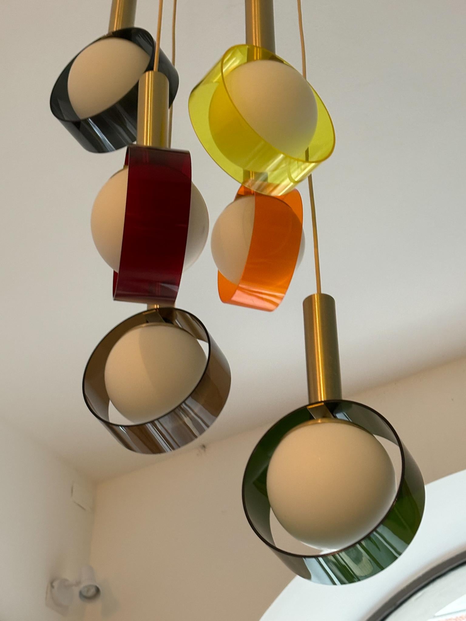 Italian Design Stilux Multicolored Pendant Chandelier from the 1960s For Sale 1