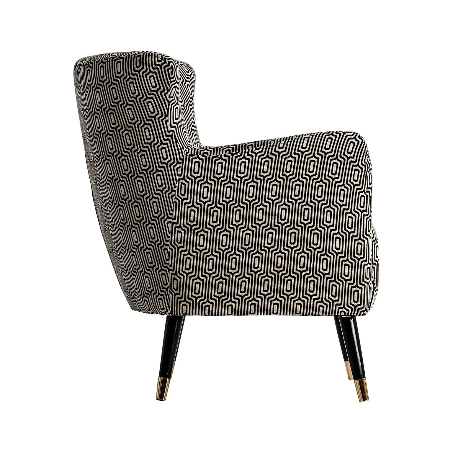 Européen Paire de fauteuils en tissu noir et blanc de style italien de design en vente
