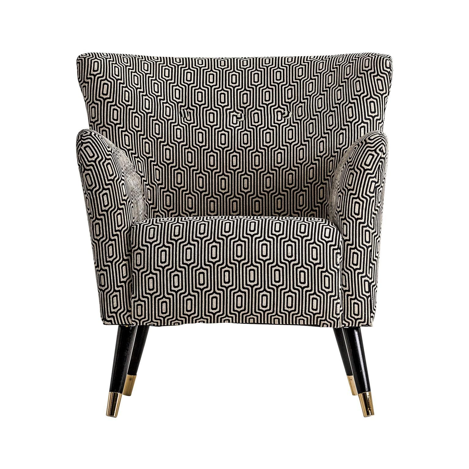 Paire de fauteuils en tissu noir et blanc de style italien de design en vente 1