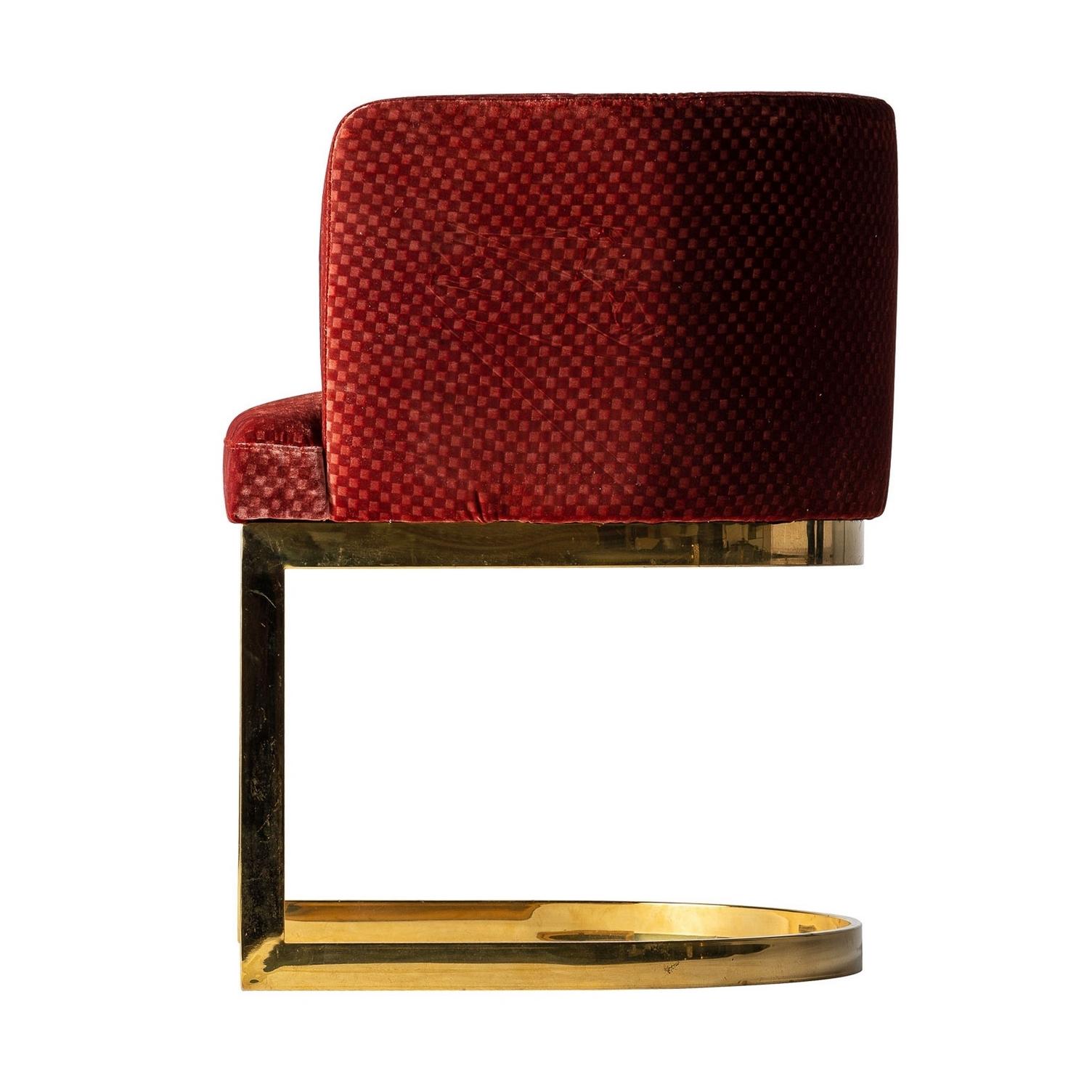 Modern Italian Design Style Gilded Metal and Graphic Velvet Amrchair