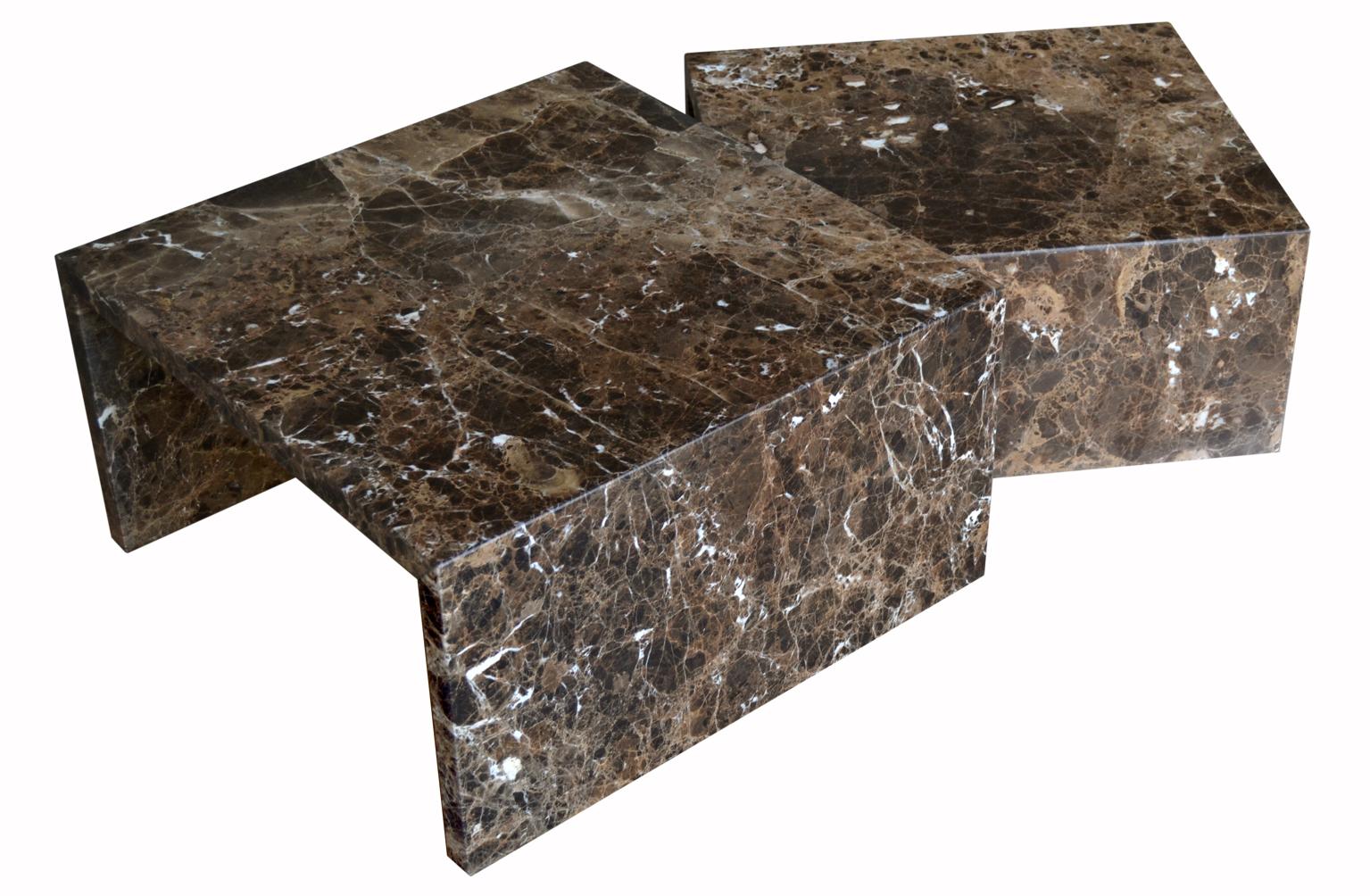 Modern Nesting tables brown marble handmade in Italy by Cupioli available For Sale