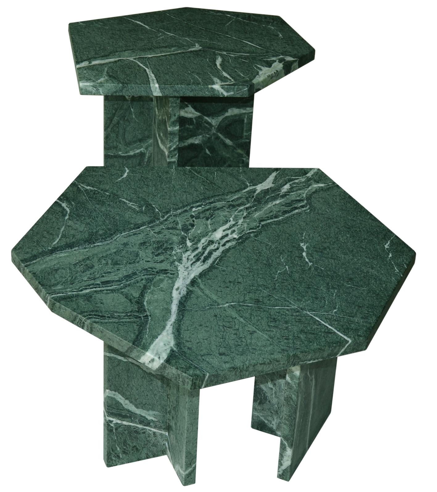 Italian Modern Green Marble Nesting Tables  Handmade in Italy by Cupioli