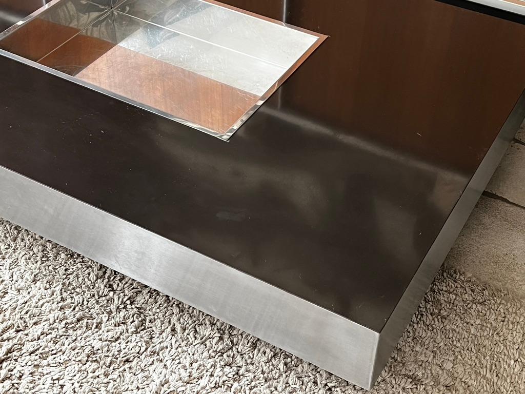 Late 20th Century Italian Design Table Basse Willy Rizzo En Bois Laqué Et Inox Willy Rizzo 1971