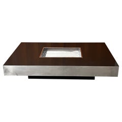 Design italien Table Basse Willy Rizzo En Bois Laqué Et Inox Willy Rizzo 1971