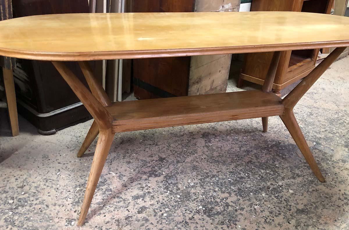 Industrial Italian Design Table Chestnut from the 1960s Restored Wax Polished from Tuscany For Sale