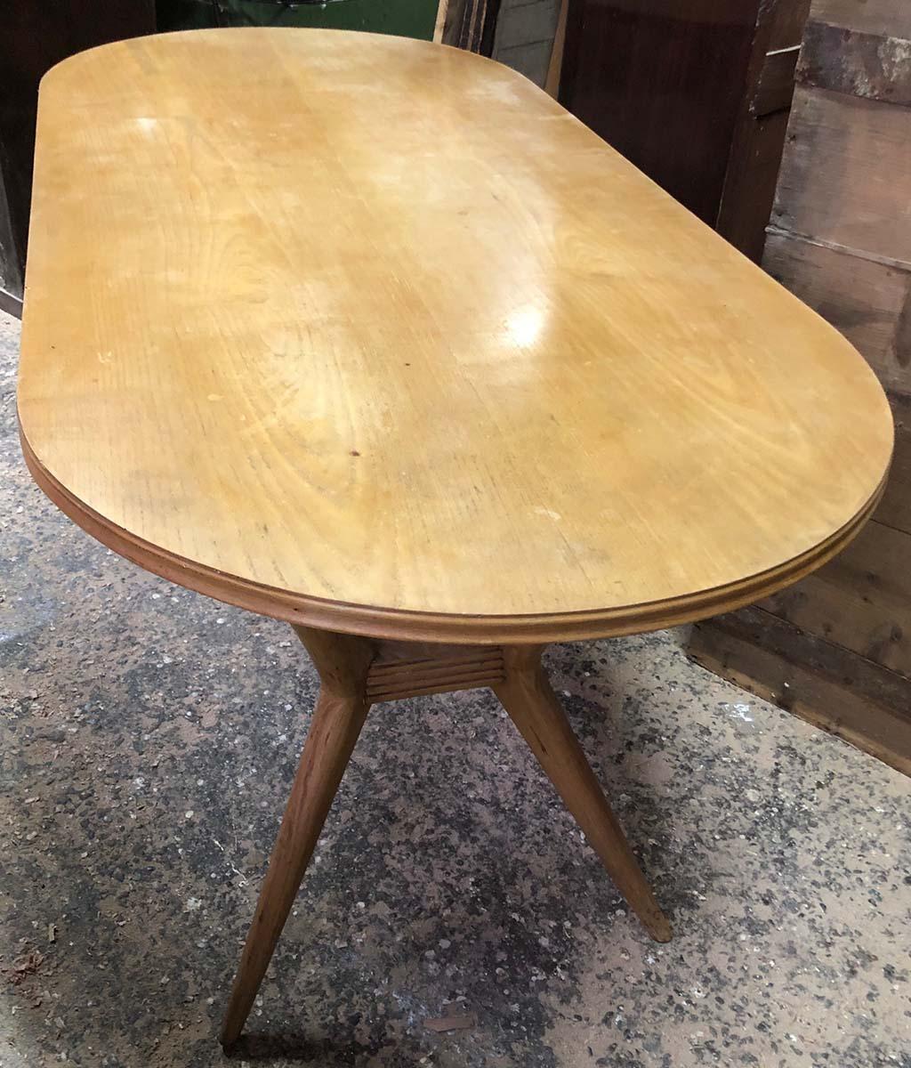 Mid-20th Century Italian Design Table Chestnut from the 1960s Restored Wax Polished from Tuscany For Sale