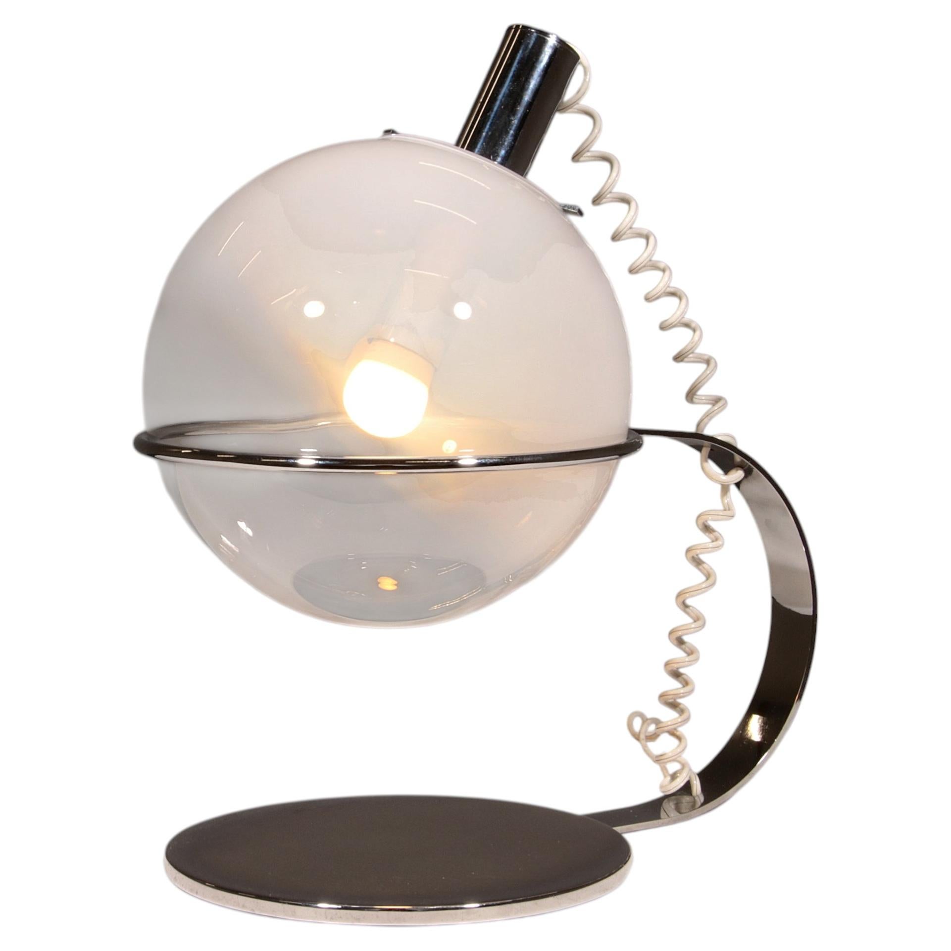 Italian Design Table Lamp Made of Chrome with Glass, 1960