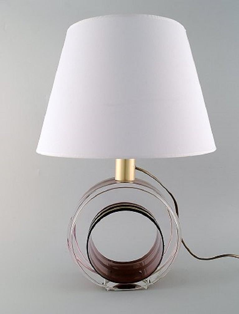 Modern Italian Design, Table Lamp Made of Colored Plexiglass and Brass, 1970s For Sale