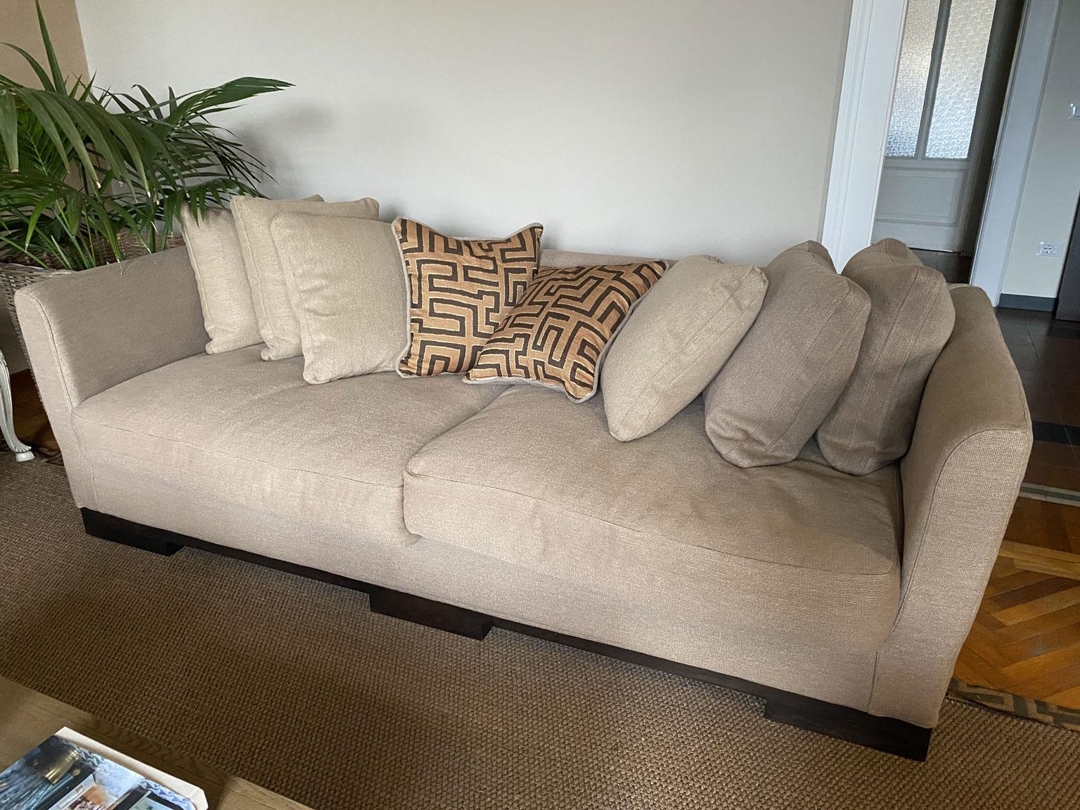 Italian Design Three Seats Upholstered Sofa Contemporary Production For Sale 4