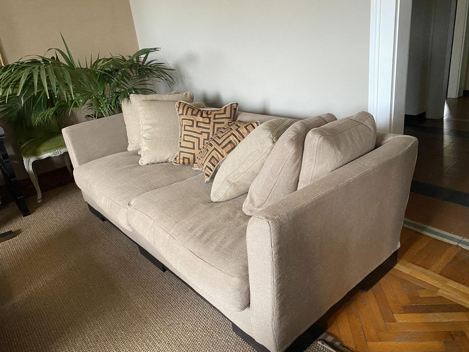 Italian Design Three Seats Upholstered Sofa Contemporary Production For Sale 6