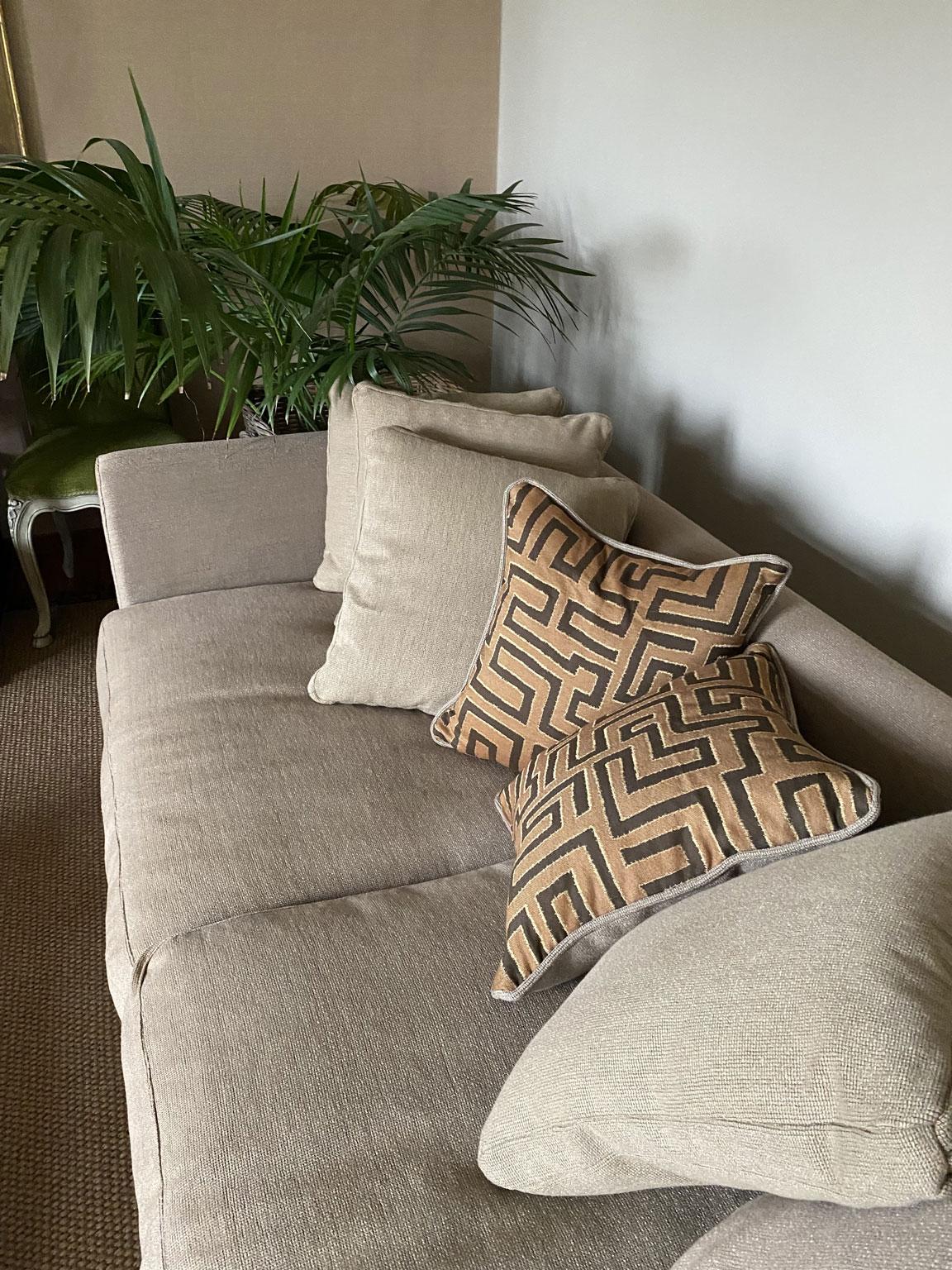 Italian Design Three Seats Upholstered Sofa Contemporary Production For Sale 9