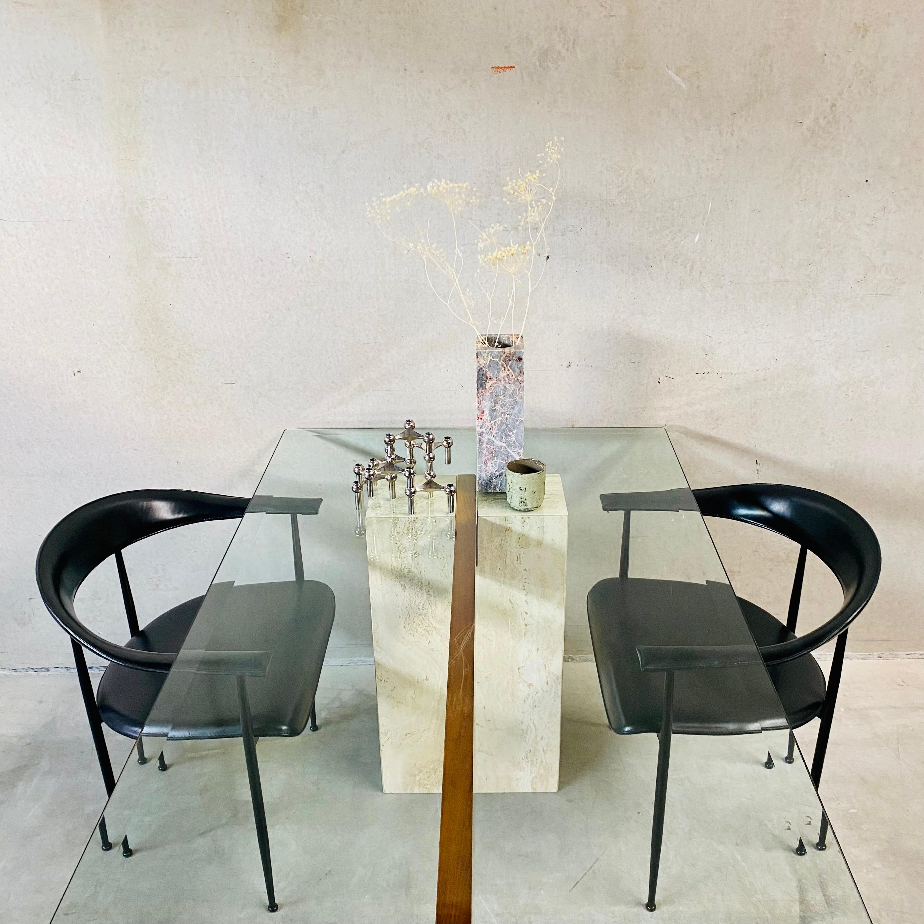 Italian Design Travertine Dining Table Att. Artedi, Italy 1970s In Good Condition In DE MEERN, NL