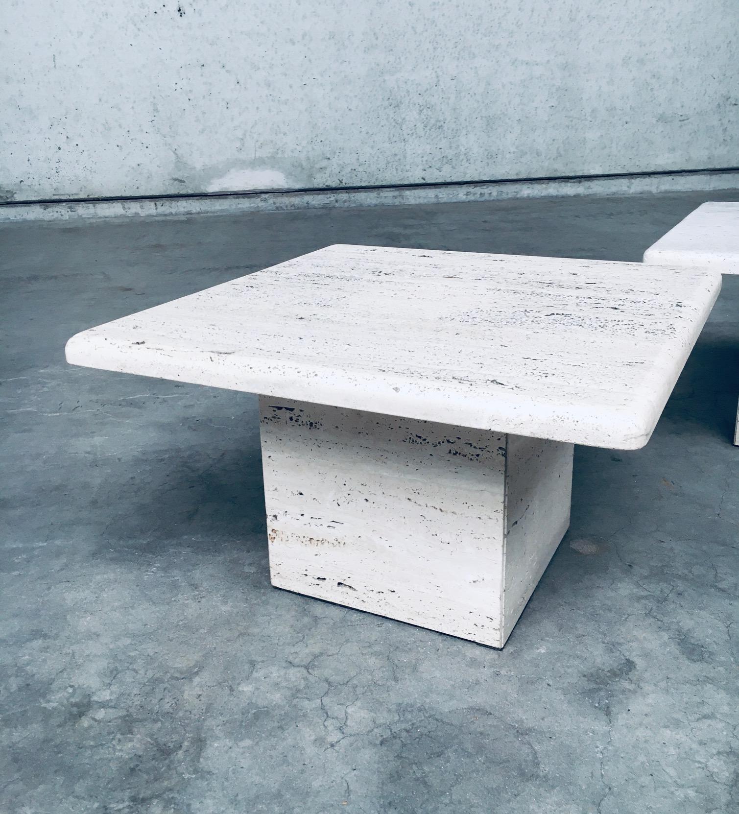 Italian Design Travertine Square Side End Table Set 1970's For Sale 5