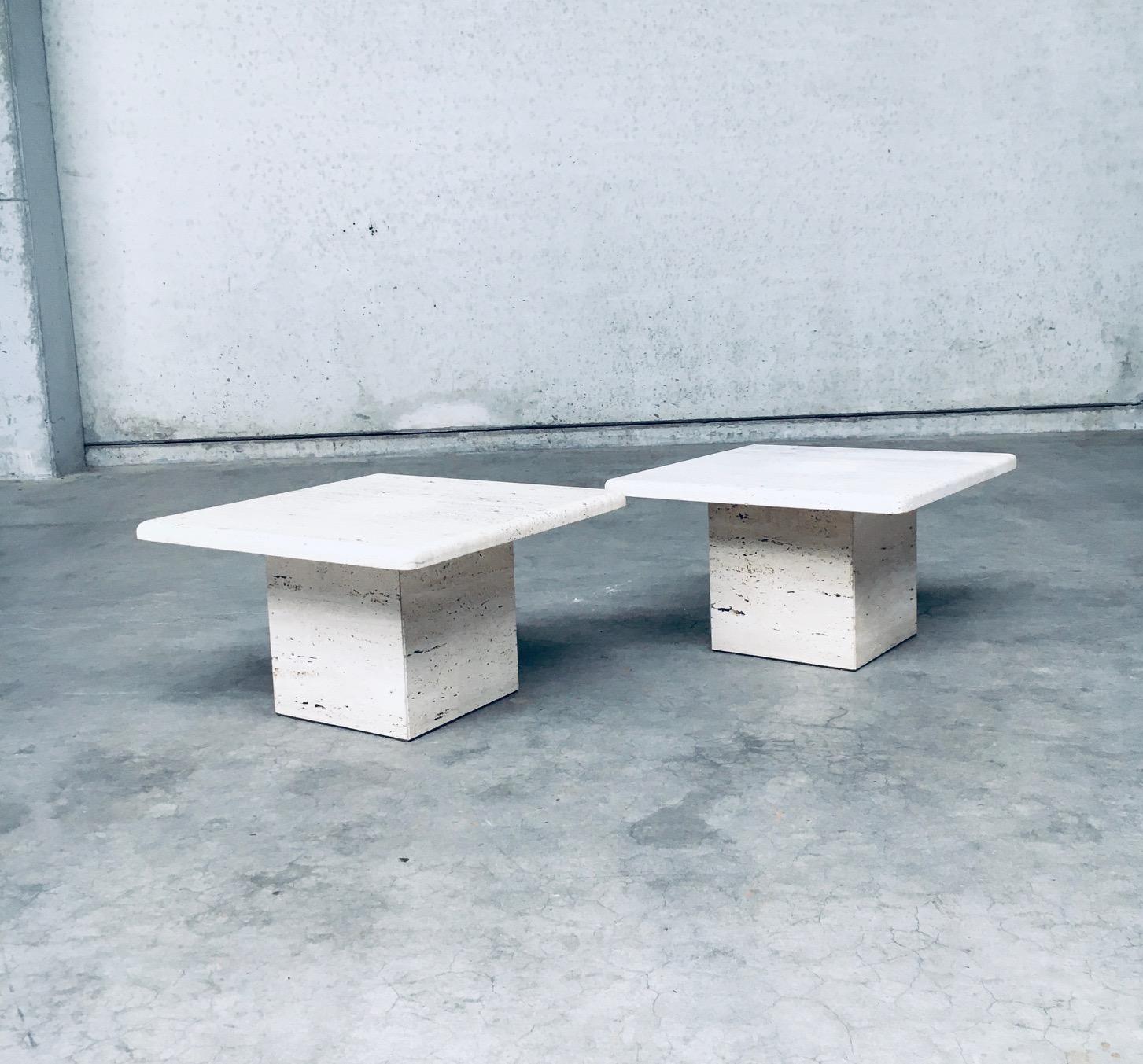 Italian Design Travertine Square Side End Table Set 1970's In Good Condition For Sale In Oud-Turnhout, VAN