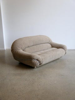 Italian Design Two Seater Chrome Frame and Bouclè Sofa