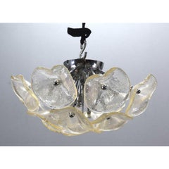 Italian Design Vintage Chandelier in Colored Glass Hemispherical Flowers