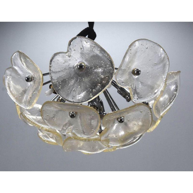 20th Century Italian Design Vintage Chandelier in Colored Glass Hemispherical Flowers For Sale
