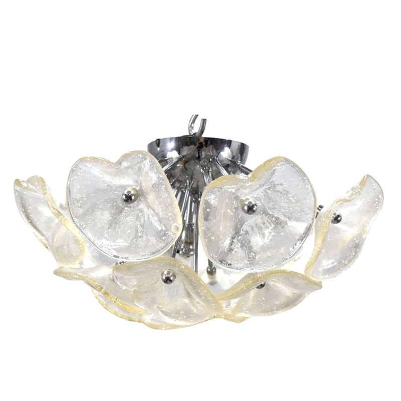 Araña Vintage de Diseño Italiano en Cristal de Color Flores Semiesféricas