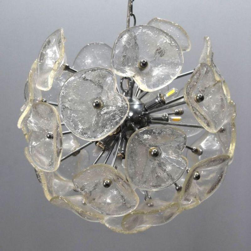 20th Century Italian Design Vintage Chandelier in Colored Glass Mud Flowers For Sale