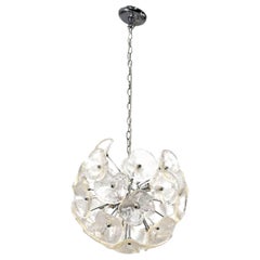Lustre vintage de design italien en verre coloré à fleurs mouchetées