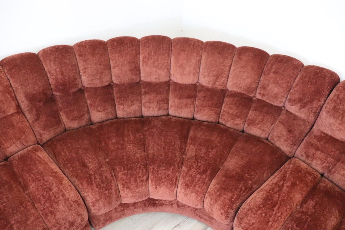 Italian Design Vintage Velvet Modular Curved Sofa, 1970s, 5 modules 6