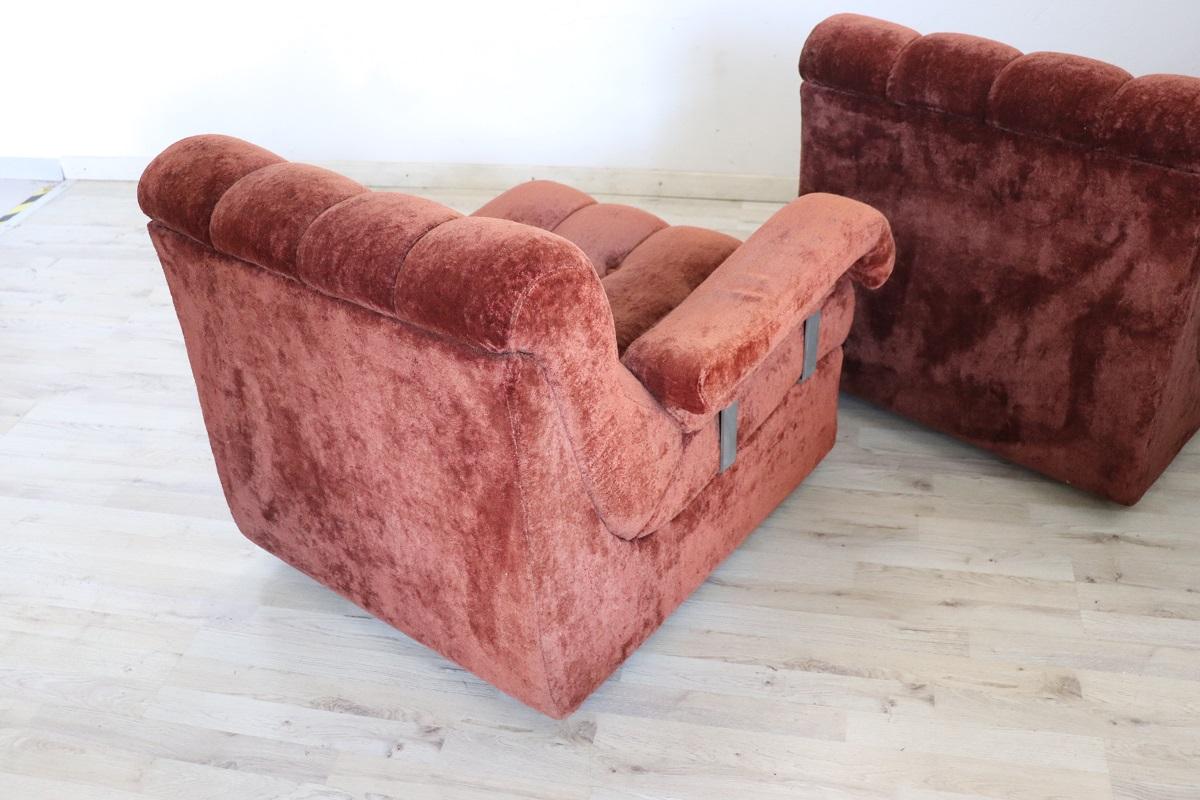 Italian Design Vintage Velvet Modular Curved Sofa, 1970s, 5 modules 14