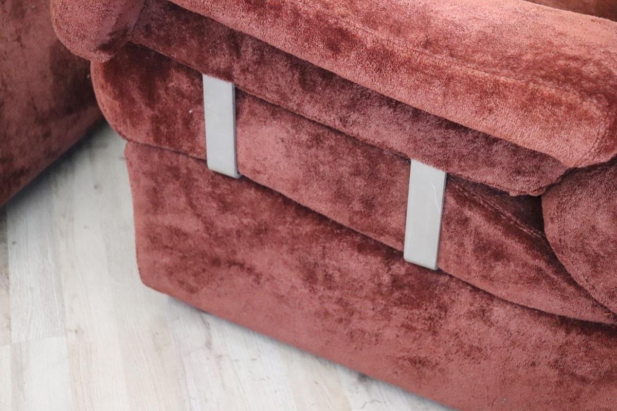 Italian Design Vintage Velvet Modular Curved Sofa, 1970s, 5 modules 15