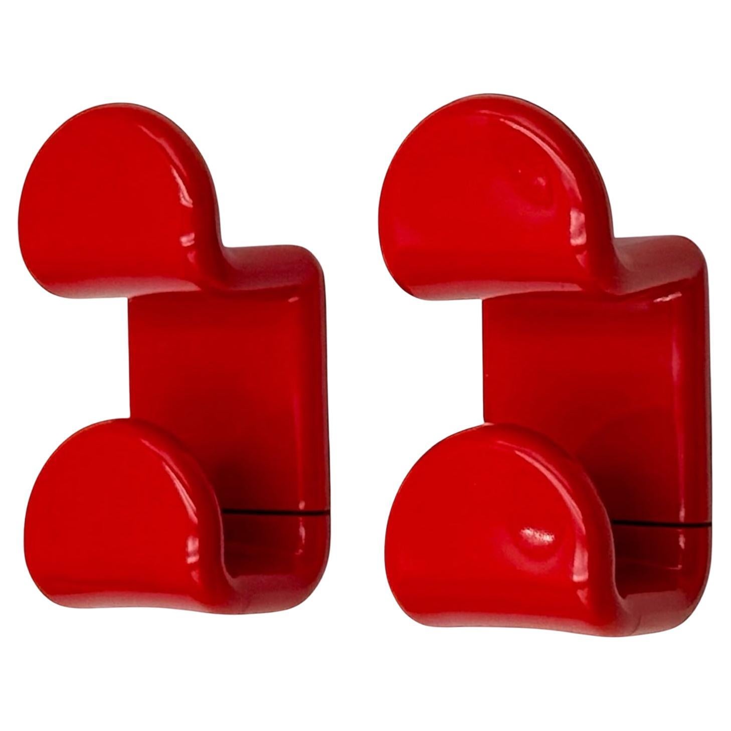 Ganci da parete di design italiano di Ambrogio Rossari per Gedy in rosso lucido, set di 2