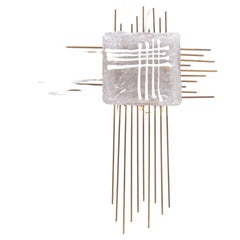 Italian Design Wall Lamp by Angelo Brotto with thick glass and brass