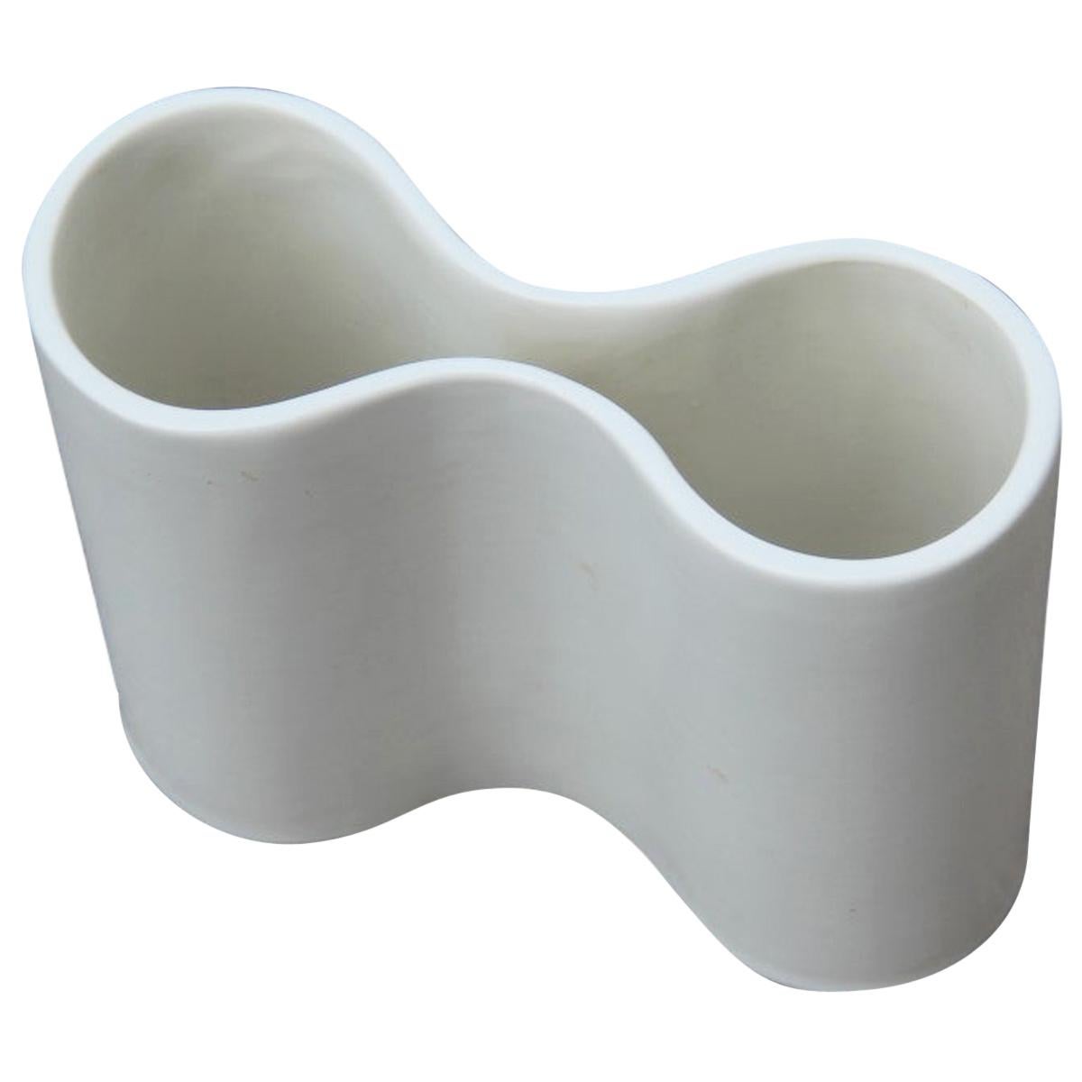 Italian Design White Convex Vase 1960 Angelo Mangiarotti Style