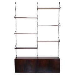 Vintage Italian Design Wooden Bookcase with Storage, 1960s