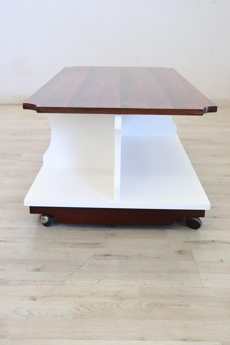Veneer Italian Design Wooden Coffee Table, 1970s RESTORED For Sale