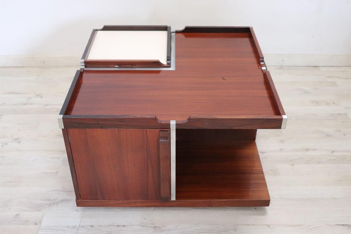 Italian Design Wooden Square Storage Coffee Table, 1960s 3