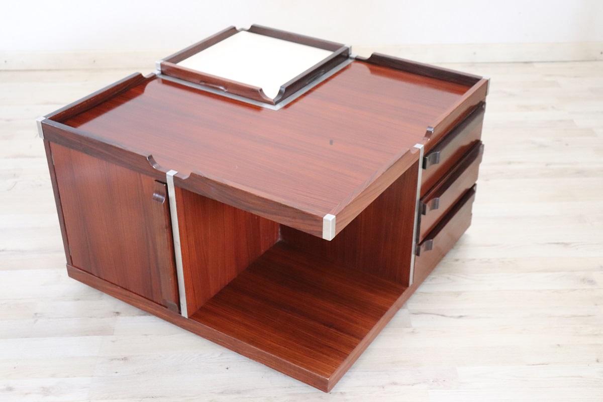 Italian Design Wooden Square Storage Coffee Table, 1960s 5