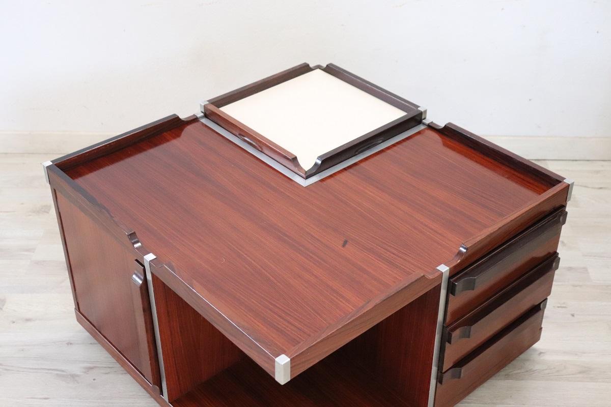 Mid-Century Modern Italian Design Wooden Square Storage Coffee Table, 1960s