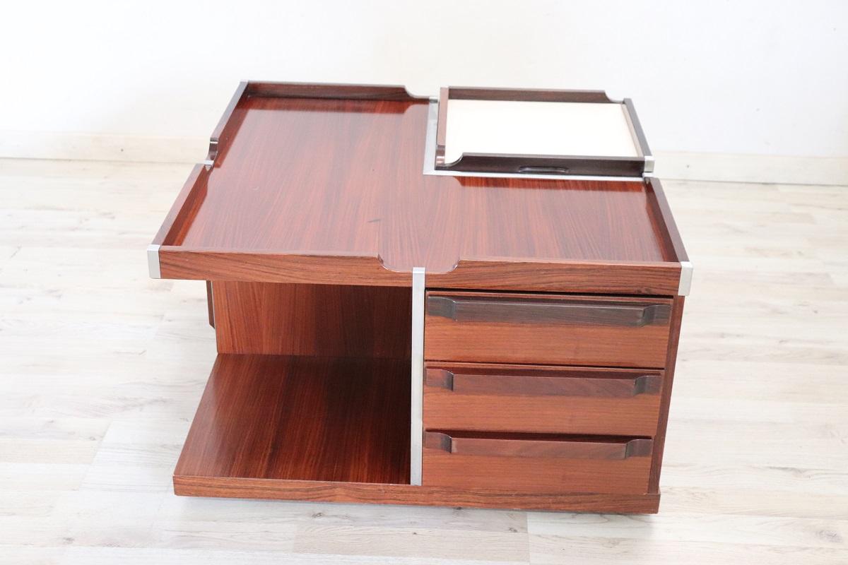 Veneer Italian Design Wooden Square Storage Coffee Table, 1960s
