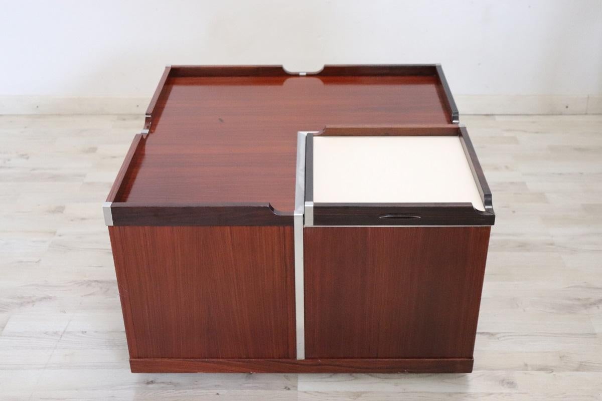 20th Century Italian Design Wooden Square Storage Coffee Table, 1960s