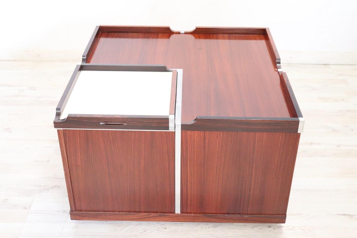 Italian Design Wooden Square Storage Coffee Table, 1960s 2
