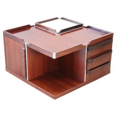 Italian Design Wooden Square Storage Coffee Table, 1960s