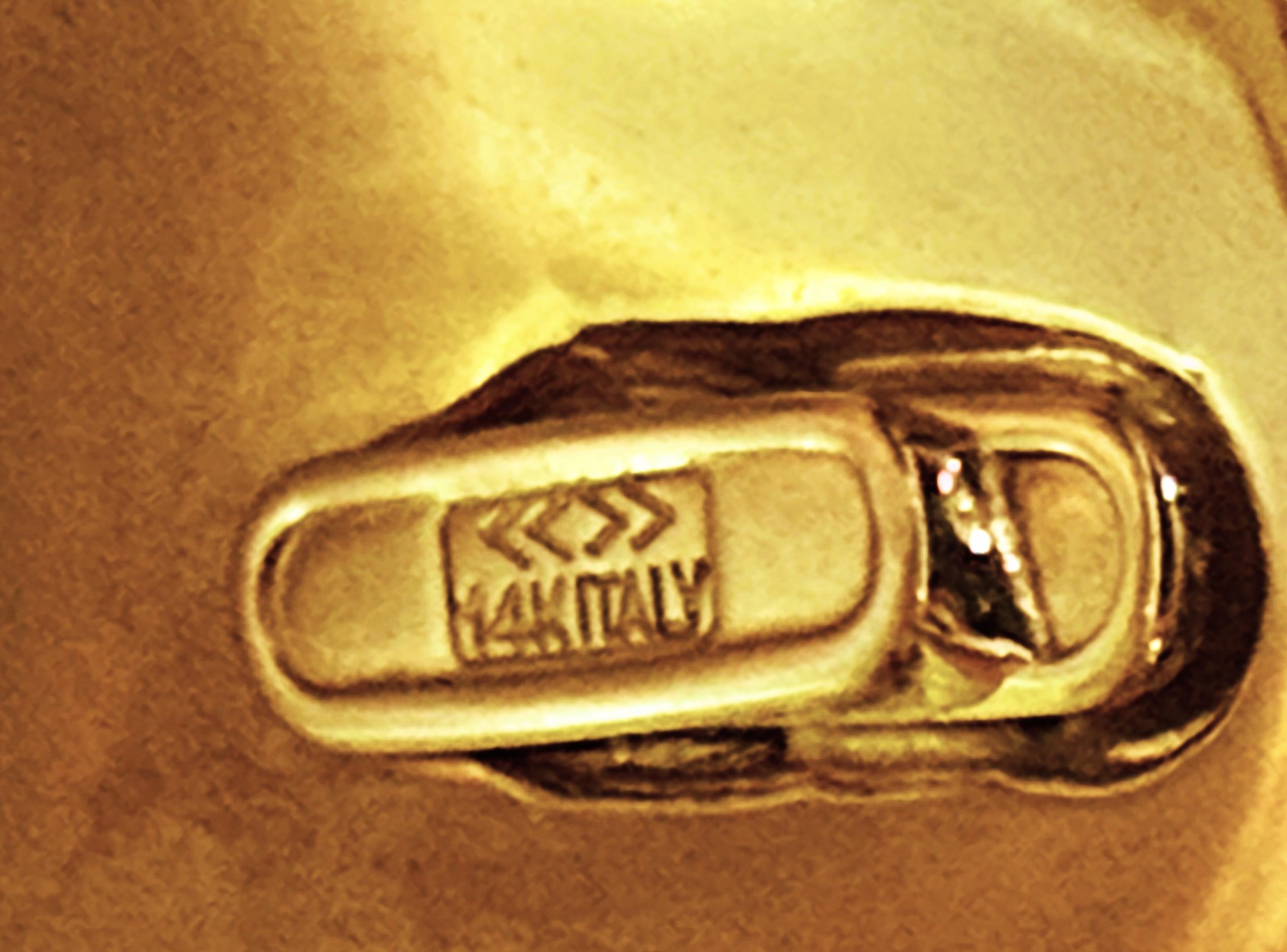 Brilliant Cut Italian Designed 14k Yellow Gold Chubby Architectural Style Ring Size 6 For Sale