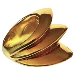 Italian Designed 14k Yellow Gold Chubby Architectural Style Ring Size 6