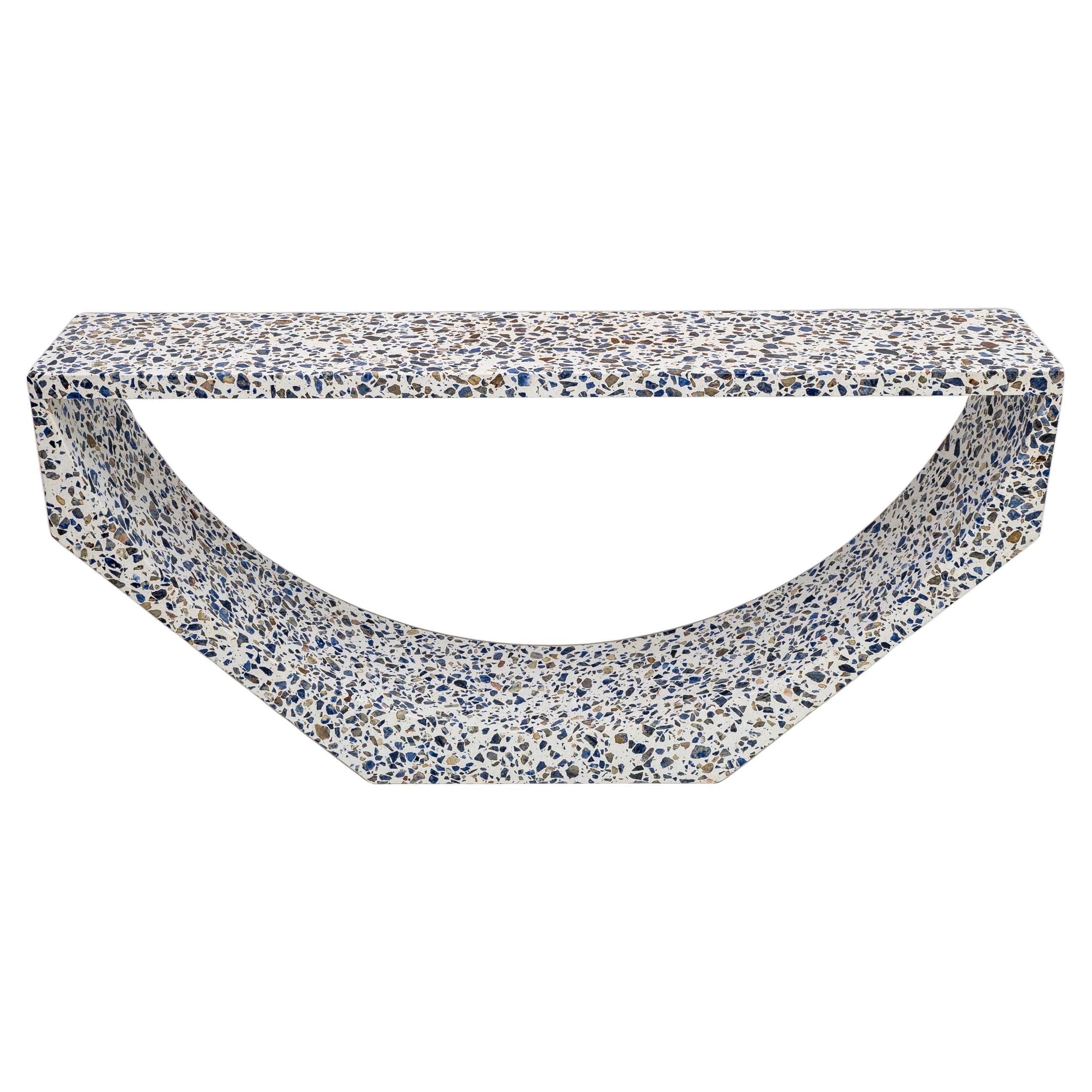 Italian-designed "Arcata" Console Table White Terrazzo Marble by Domus Studio For Sale