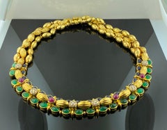 Italian designed Multi-Gem Yellow Gold Necklace